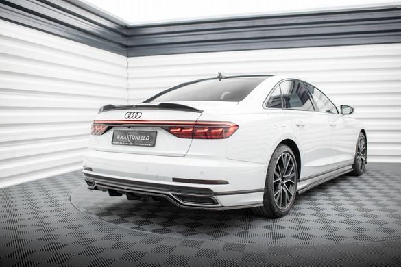 Накладка на задній бампер дифузор для Audi A8 D5 2018-2021 р.в. S-line дорестайлінг, Черный