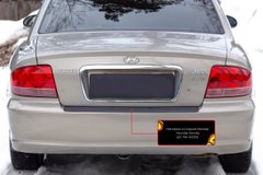 Накладка на задній бампер Hyundai Sonata IV (EF) 1998-2005 (рестайлінг), Черный, Hyundai, Накладка на задний бампер, Не требуется, ABS-пластик, Sonata, Новое, На штатные места, SONATA IV (EF) 1998-2005