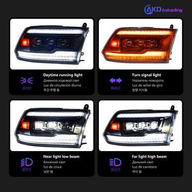 Передние лед фары Dodge RAM 1500 2500 3500, Dodge, Альтернативная оптика, Ram
