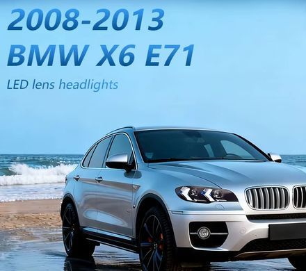 Передні тюнинг лед фари для BMW X6 2007-2014 р.в. БМВ Х6, BMW, Альтернативная оптика, X6, Новое, На штатные места, X6 (E71, E72) 2008-
