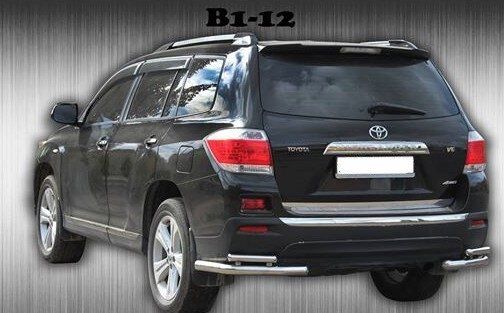 Защита заднего бампера двойные уголки Toyota Highlander 2010-2013 г.в.