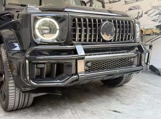Накладки в передний бампер с защитой  для Mercedes G-class W464 2018-2024 г.в., Черный