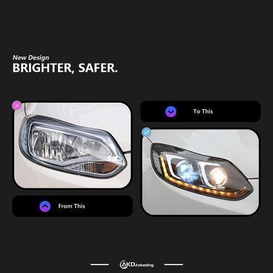 Передние тюнинг лед фары Ford Focus 3 дорестайлинг 2011-2014 г.в. Форд Фокус, Ford, Альтернативная оптика, Focus, Новое, На штатные места, FOCUS III 2011-