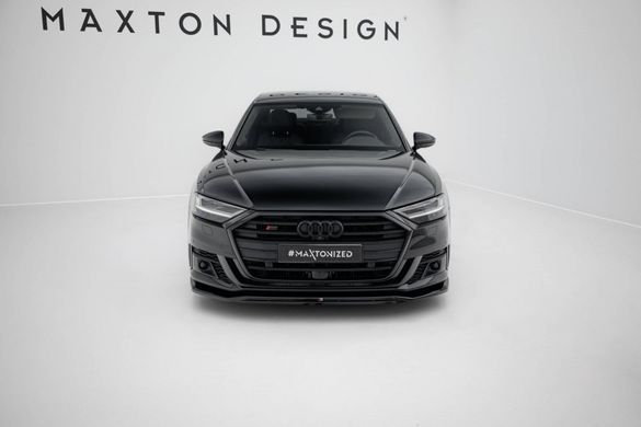 Накладка на передній бампер спліттер для Audi A8 D5 2018-2021 р.в. S8\S-line дорестайлінг, Черный