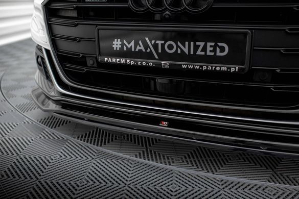 Накладка на передній бампер спліттер для Audi A8 D5 2018-2021 р.в. S8\S-line дорестайлінг, Черный