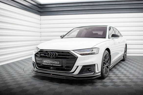 Накладка на передній бампер спліттер для Audi A8 D5 2018-2021 р.в. S8\S-line дорестайлінг, Черный