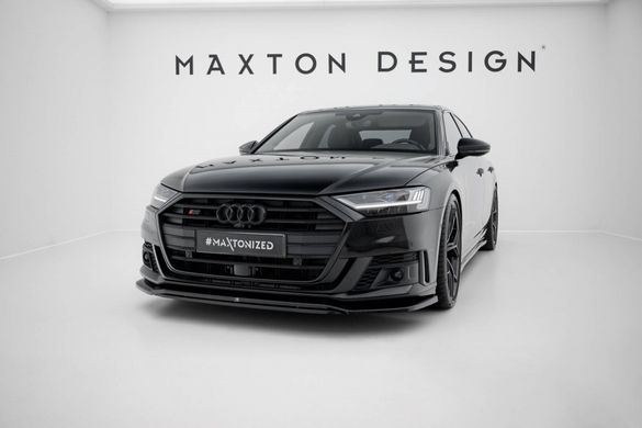 Накладка на передній бампер спліттер для Audi A8 D5 2018-2021 р.в. S8\S-line дорестайлінг, Черный