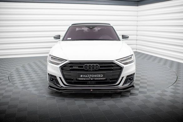 Накладка на передній бампер спліттер для Audi A8 D5 2018-2021 р.в. S8\S-line дорестайлінг, Черный