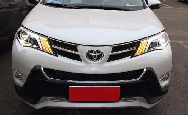 Передние тюнинг фары Toyota RAV4 2013-2015 г.в. дорестайлинг в стиле Mustang