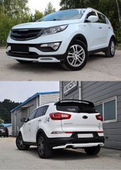 Комплект накладок на бампера ( юбки, губа, спойлер бампера ) Kia Sportage 2010-2015 г.в.