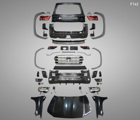 Комплект рестайлинга для Toyota LC200 Land Cruiser 2007-2020 г.в. стиль LC300 2021+, Серый грунт (под покраску), Внешний Тюнинг, Toyota, Комплект обвеса, Требуется, Полиэтилен, Land Cruiser, Новое, На штатные места, LAND CRUISER 100 (UZJ100) 1998-2007