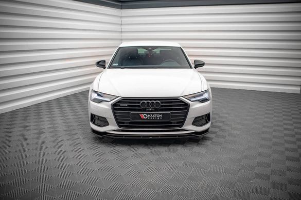 Накладка на передний бампер сплитер Audi A6 C8 2018+ г.в. Ауди А6 С8, Черный, Внешний Тюнинг, Audi, Накладка на передний бампер, Не требуется, ABS-пластик, A6, Новое, На штатные места, A6 C8 2018-